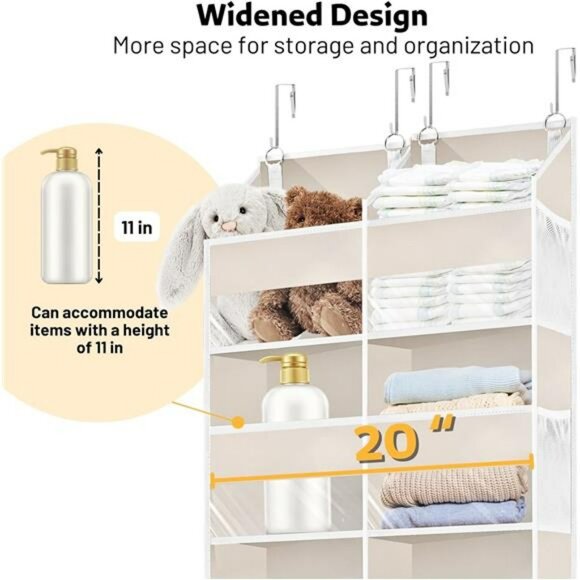 Over The Door Organizer 5 Tier Hanging Storage Rack with 10 Compartments Beige - Picture 3 of 7
